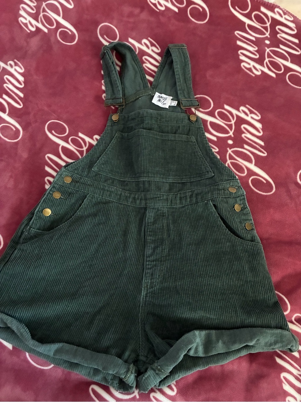 Princess Polly Overalls, green corduroy woman size 6, size small, overalls